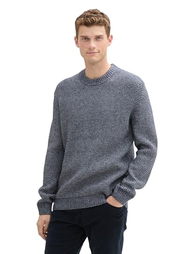TOM TAILOR Herren Strickpullover mit Wollanteil, 36980 - Navy Melange White Core, XXL von TOM TAILOR