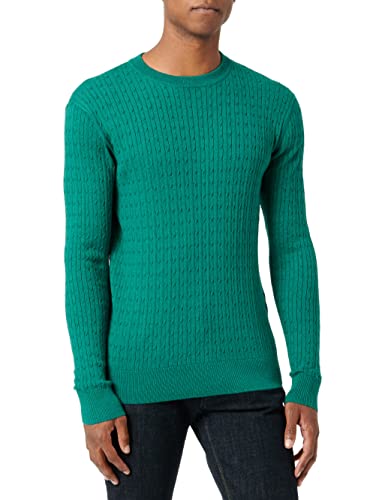 TOM TAILOR Herren Strickpullover mit Zopfmuster 1032290, 30316 - Light Rough Green Melange, L von TOM TAILOR