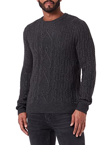 TOM TAILOR Herren Strickpullover mit Zopfmuster 1032306, 10617 - Black Grey Melange, S TOM TAILOR Herren Strickpullover mit Zopfmuster 1032306, 10617 - Black Grey Melange, S von TOM TAILOR
