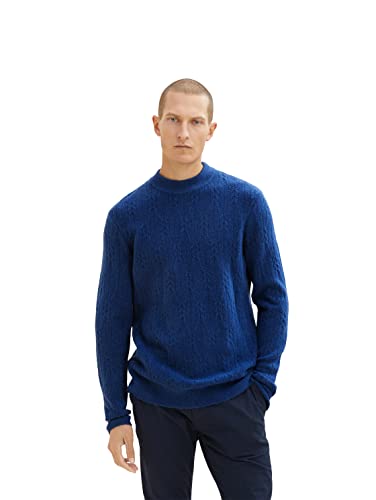 TOM TAILOR Herren Strickpullover mit Zopfmuster 1033661, 19168 - Hockey Blue, XL von TOM TAILOR