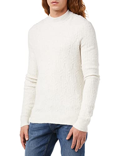 TOM TAILOR Herren Strickpullover mit Zopfmuster 1033661, 30318 - Nice Off White Melange, M von TOM TAILOR