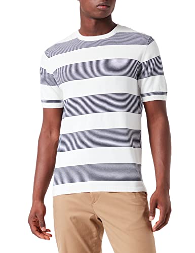 TOM TAILOR Herren Strickshirt mit Streifen 1032032, 30250 - Off White Small Navy Stripes, M von TOM TAILOR