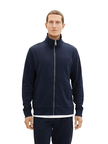 TOM TAILOR Herren Sweatjacke mit Stehkragen, 10668 - Sky Captain Blue, XXL von TOM TAILOR