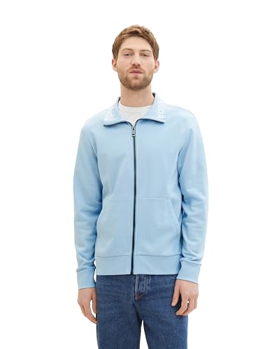 TOM TAILOR Herren Sweatjacke mit Stehkragen, 32245 - Washed Out Middle Blue, L von TOM TAILOR