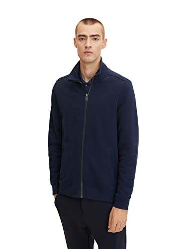 TOM TAILOR Herren Sweatjacke mit Stehkragen 1033002, 10668 - Sky Captain Blue, S von TOM TAILOR