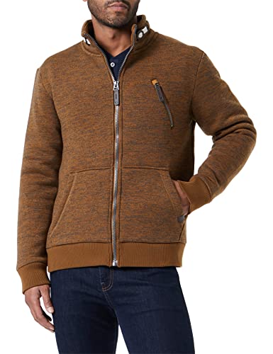 TOM TAILOR Herren Sweatjacke mit Stehkragen 1034373, 30862 - Otter Brown Streaky Inject, L von TOM TAILOR