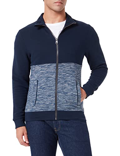 TOM TAILOR Herren Sweatjacke mit Streifen 1032927, 16916 - Navy With Blue Space Yarn, M von TOM TAILOR