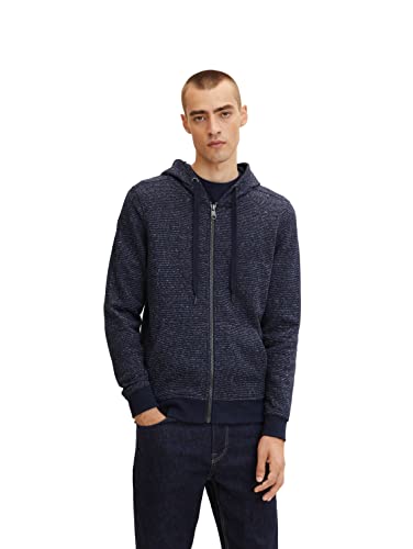 TOM TAILOR Herren Sweatjacke mit Streifen 1033588, 27914 - Navy Offwhite Inject Stripe, S von TOM TAILOR