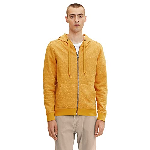 TOM TAILOR Herren Sweatjacke mit Streifen 1033588, 28140 - Flame Brown Injected Stripe, L von TOM TAILOR