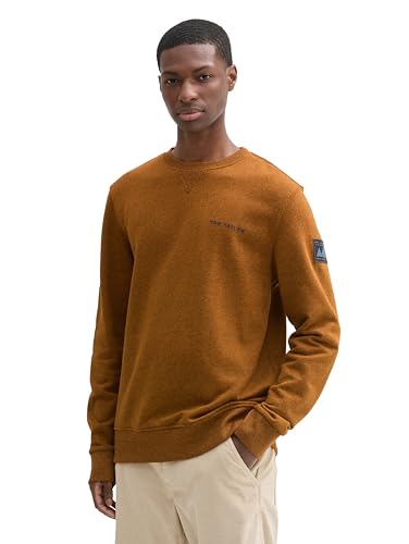 TOM TAILOR Herren Sweatshirt mit Logo-Print, 36826 - Peanut Butter Brown Grindle, XL von TOM TAILOR