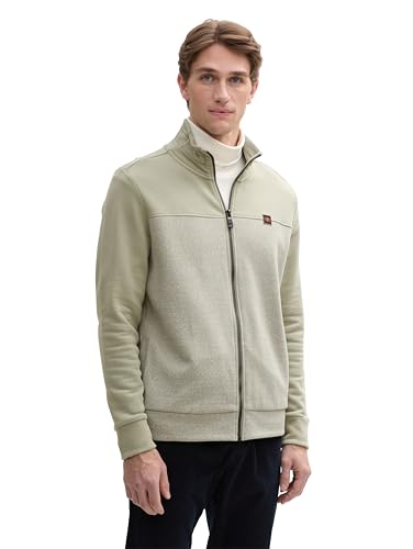 TOM TAILOR Herren Sweatshirtjacke mit Stehkragen, 15615 - Prairie Grass Green, XXL von TOM TAILOR