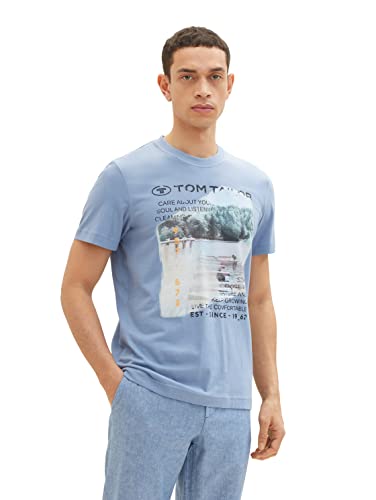 TOM TAILOR Herren T-Shirt 1035617, 12364 - Greyish Mid Blue, XL von TOM TAILOR