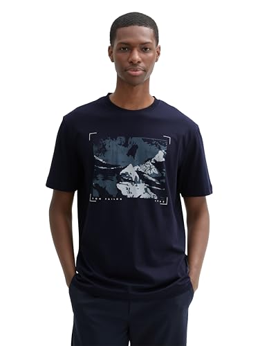 TOM TAILOR Herren T-Shirt aus Baumwolle mit Print, 10668 - Sky Captain Blue, XS TOM TAILOR Herren T-Shirt aus Baumwolle mit Print, 10668 - Sky Captain Blue, XS von TOM TAILOR