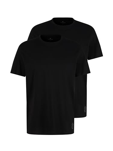 TOM TAILOR Herren Crewneck T-Shirt im Doppelpack, 29999 - Black, S von TOM TAILOR