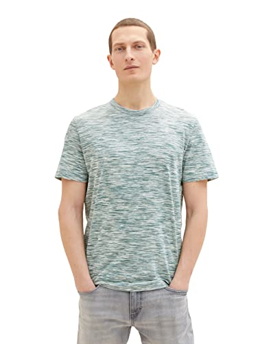 TOM TAILOR Herren T-Shirt in Melangé-Optik 1035625, 31463 - deep blue green tonal spacedye, M von TOM TAILOR