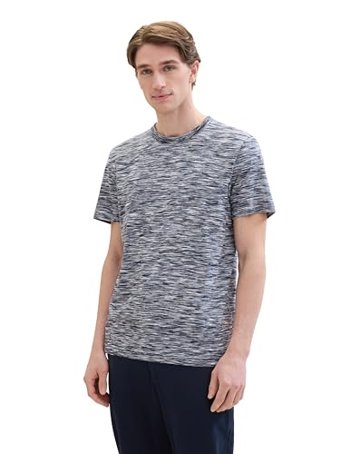 TOM TAILOR Herren T-Shirt in Space Dye Optik, navy multicolor spacedye, M von TOM TAILOR