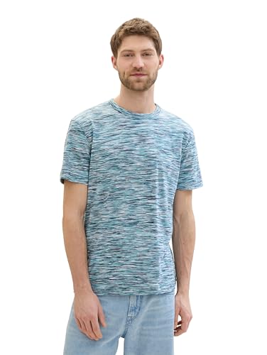 TOM TAILOR Herren T-Shirt in Space Dye Optik, teal multicolor spacedye, M von TOM TAILOR