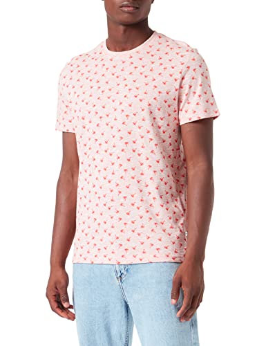 TOM TAILOR Herren T-Shirt mit Allover-Print 1031585, 30048 - Red Twotone Palm Design, XL von TOM TAILOR