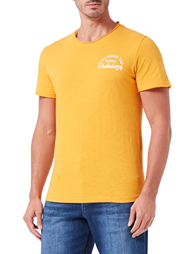 TOM TAILOR Herren T-Shirt mit Print 1031619, 24135 - Warm Yellow, L von TOM TAILOR