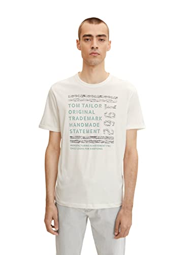 TOM TAILOR Herren T-Shirt mit Print 1032906, 10332 - Off White, XL von TOM TAILOR