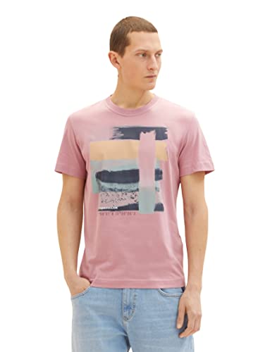 TOM TAILOR Herren T-Shirt mit Print 1035556, 13009 - Velvet Rose, XL von TOM TAILOR