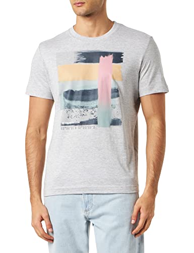 TOM TAILOR Herren T-Shirt mit Print 1035556, 15398 - Light Stone Grey Melange, XXXL von TOM TAILOR