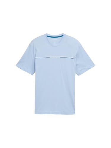 TOM TAILOR Herren 1037803 T-Shirt mit Print, 21068 - Light Powder Blue, L von TOM TAILOR