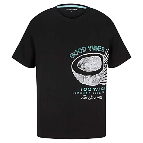 TOM TAILOR Herren T-Shirt mit Sommer-Print 1031945, 29999 - Black, M von TOM TAILOR