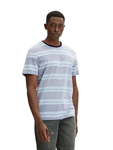 TOM TAILOR Herren T-Shirt mit Streifen 1031574, 29997 - Navy Mint White Stripe, XXL von TOM TAILOR