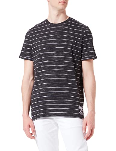 TOM TAILOR Herren T-Shirt mit Streifen 1031588, 29781 - Black White Inject Stripe, L von TOM TAILOR