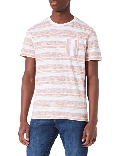 TOM TAILOR Herren T-Shirt mit Streifen 1031629, 29811 - Orange Aop Stripe, XXS von TOM TAILOR