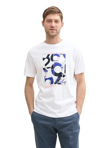 TOM TAILOR Herren 1046714 T-Shirt, 20000-White, XS von TOM TAILOR