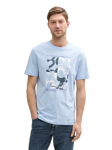 TOM TAILOR Herren 1046714 T-Shirt, 21068-Light Powder Blue, XS von TOM TAILOR