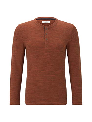 TOM TAILOR Herren T-Shirts/Tops Henley-Langarmshirt mit Waffelstruktur orange Dark Melange,L,24692,4556 von TOM TAILOR