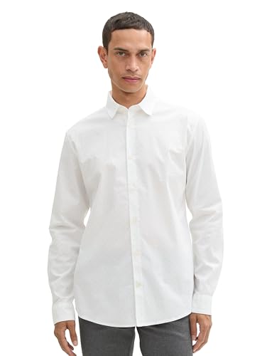 TOM TAILOR Herren Tailliertes Hemd mit Alloverprint,36039 - White dot Design, XXL von TOM TAILOR