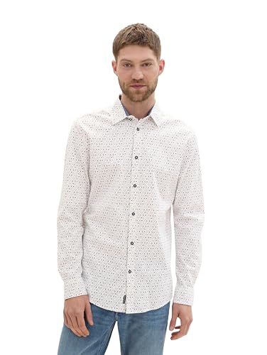 TOM TAILOR Herren Tailliertes Hemd mit Alloverprint,36737 - White Triangle Design, XXL TOM TAILOR Herren Tailliertes Hemd mit Alloverprint,36737 - White Triangle Design, XXL von TOM TAILOR
