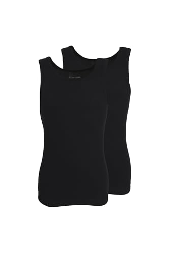 TOM TAILOR Herren Tank-Top, Baumwolle, Doppelripp, schwarz, Uni, 2er Pack XXL von TOM TAILOR