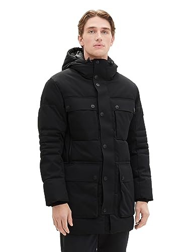 TOM TAILOR Herren Technical Winterparka mit aufgesetzten Taschen, Black, XXXL von TOM TAILOR