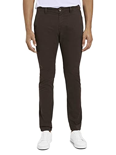 TOM TAILOR Herren Travis Slim Chino Hose im Washed-Look 1021018, 24369 - Deep Dark Brown, 33W / 32L von TOM TAILOR