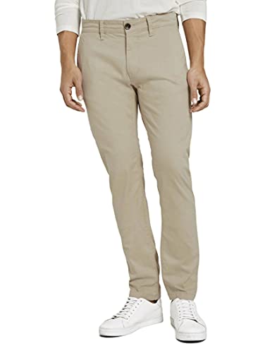 TOM TAILOR Herren Travis Slim Chino Hose im Washed-Look 1021018, 24371 - Sandy Dust Beige, 33W / 34L von TOM TAILOR