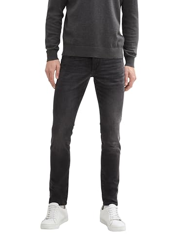 TOM TAILOR Herren Troy Slim Fit Jeans mit Stretch,10240 - Black Denim, 33/32 von TOM TAILOR