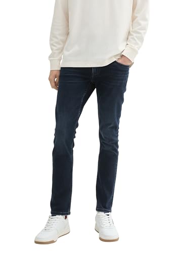 TOM TAILOR Herren Troy Slim Jeans mit Stretch, 10173 - Dark Stone Blue Black Denim, 33/32 von TOM TAILOR