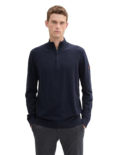 TOM TAILOR Herren Troyer Strickpullover, 13160 - Knitted Navy Melange, M von TOM TAILOR