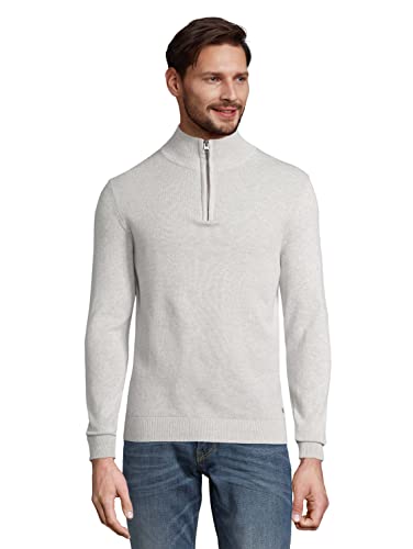 TOM TAILOR Herren Troyer Strickpullover 1030707, 14427 - Light Soft Grey Melange, L von TOM TAILOR