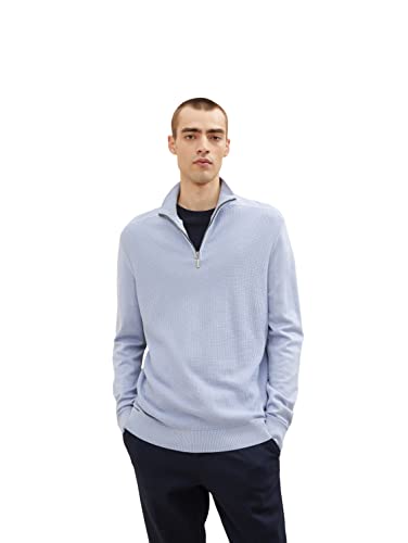 TOM TAILOR Herren 1034879 Troyer Strickpullover, 14813 - Light Fern Blue, M von TOM TAILOR