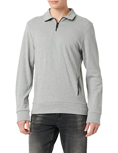 TOM TAILOR Herren Troyer Sweatshirt 1034391, 12035 - Grey Heather Melange, L von TOM TAILOR