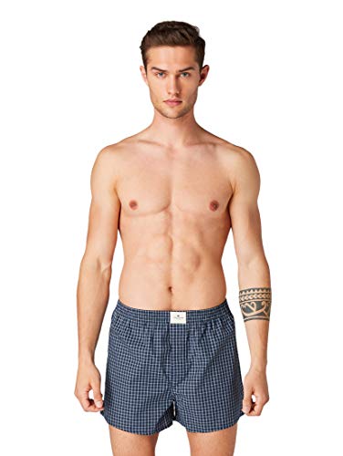 TOM TAILOR Herren Unterwäsche Boxer-Shorts im Doppelpack dk Blue Caro,M/5,U664,6000 von TOM TAILOR