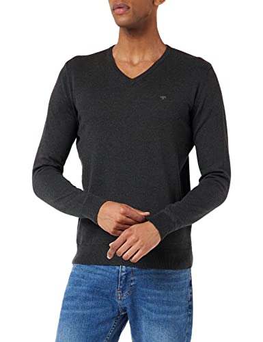 TOM TAILOR Herren 1012820 Basic Strickpullover Mit V-Ausschnitt, 10617 - Black Grey Melange, 3XL EU von TOM TAILOR