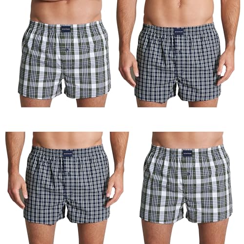 TOM TAILOR Herren Web Boxer Boxershorts| 2er Pack | grün kariert (DE/NL/SE/PL, Alphanumerisch, XL, Regular, Regular, 4 x grün kariert) von TOM TAILOR