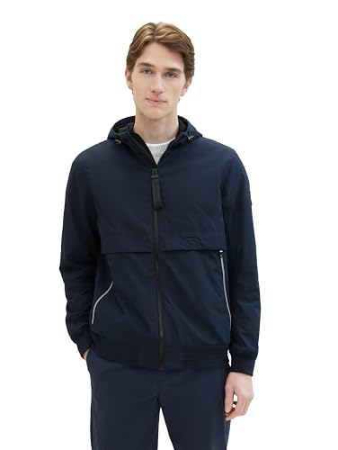 TOM TAILOR Herren Windbreaker Blouson Jacke mit Kapuze, 10668 - Sky Captain Blue, XL von TOM TAILOR